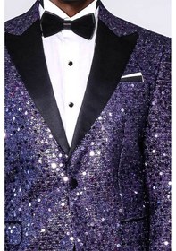 Resim Pul Desenli Mor Damatlık Ceket - Wessi Purple 