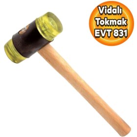 Resim Badem10 Vidalı Ahşap Saplı Tokmak Çekiç Seramik Fayans Karo Döşeme Tadilat 30 cm 