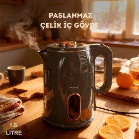 Resim Evona Kettle Gri Su Isıtıcısı 1.8 litre Kapasite & Paslanmaz Çelik & LED Gösterge Işıklı Caldera 