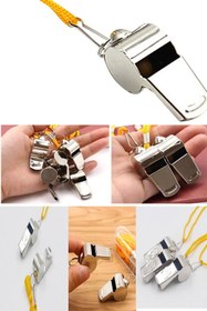 Resim 10 Adet Sarı ipli Paslanmaz Metal Deprem Düdüğü Hakem Can Kurtaran Düdük 