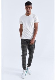 Resim Tommy Life Haki Kamuflaj Desenli Dar Kalıp Jogger Erkek Eşofman Alt - 84754 Haki 