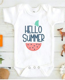 Resim Tuğbababy Baby Hello Summer Baskılı Bebek Zıbını Kız Erkek (533427276) Beyaz 