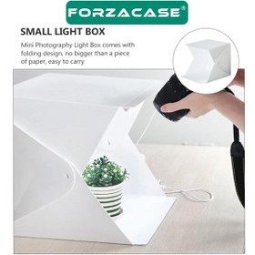 Resim Forzacase FC629 Profesyonel Işıklı Ürün Fotoğraf Çekim Standı 20x20 Cm 