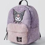 Resim Sanrio Kuromi Peluş Sırt Çantası Kadınlar İçin - Ayarlanabilir Askılı Sevimli Anime Hayvan Baskılı Kadife Çanta, Mor Kozmetik Düzenleyici Torbası, Hafif Seyahat ve Okul Sırt Çantası 