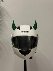 Resim Motor & Motosiklet Yeşil Simli Şeytan Boynuzu Kask Dış Aksesuar Diğer 