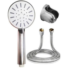 Resim Krem Duş Başlığı Seti 4 Kademeli El Duşu Spiral Hortumlu Banyo Seti Gri 