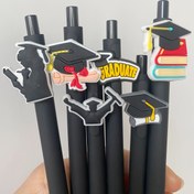 Resim 6 adet Mutlu Mezuniyet Jel Kalemleri - Geri Çekilebilir Siyah Kalemler Mezuniyet Şapkası ve Diplomalı Şanslar ile, Mezuniyet Partisi Hediyeleri, Okul Ofis Malzemeleri, Mezuniyet Partisi Süsleri için İdeal 