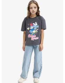 Resim Defacto Kız Çocuk Disney Mickey & Minnie Oversize Geniş Kalıp Bisiklet Yaka Kısa Kollu Tişört E2617a825smar148 Antrasit 