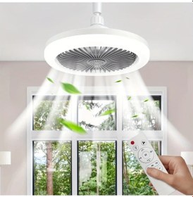 Resim Chuangyinshop Xbate 2si 1 Arada Tavan Fanı Gri 50w 25.4 Cm Işık Renk Değiştirme Uzaktan Kumanda Enerji Verimli Led Yatak Odası Banyo Ofis Aydınlatma 