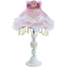 Resim Dekovien Kadife Kaplı El Yapımı Klasik Model Abajur Vintage Pemb Pembe 