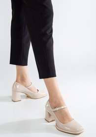 Resim Hayalimdeki Ayakkabı Adelin Kadın Yüksek Topuklu Bej Rugan Oxford Ayakkabı 