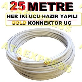 Resim 25 Metre Hazir Uclari Takili Çanak Cihaz Uydu Anten Kablosu 