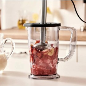 Resim Karaca 8 In 1 Mastermaid Prosteel Cam Hazneli 6 Bıçaklı Uzun Blender Ayaklı Mutfak Robotu 2500 W 