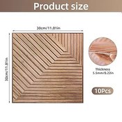 Resim Jackfru 10 adet 3D duvar paneli, kendinden yapışkanlı, 30 x 30 cm, ahşap lamel görünümlü duvar fayansları, suya dayanıklı, soymak ve yapıştırmak için duvar kaplaması, dekoratif duvar panelleri, ahşap 