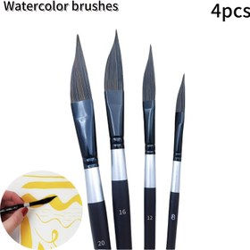 Resim 4 Parça Sincap Kılı Suluboya Fırças Seti - Profesyonel Sanatist Dereceli Çekiçli Tutamaklar ve Ergonomik Halka Tabanlı Yüksek Emicilite Doğal Kolinsky Müşeği ile Hassar Renklendirme Kontrolü İncelemesi işinize uygundur. Su Bazlı, Şeffaf Boyama, Sumi-e şekillandirmaları öncesinde ideal sebze boya, guaj və sum-e-ye üstünlüyü vermektedirlr 