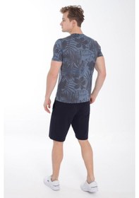 Resim Maraton Sportswear Regular Erkek Bisiklet Yaka Kısa Kol Basic Lacivert T-Shirt 19800-Lacivert 