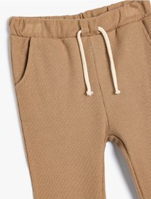Resim Koton Basic Jogger Eşofman Altı Beli Bağlamalı Dokulu Pamuklu Kahverengi 5wmb40004tk Kahve 