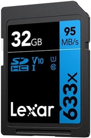 Resim 32GB Lexar Professional 633x SDHC UHS-I cards, up to 95MB/s read 20MB/s write C10 V10 U1 