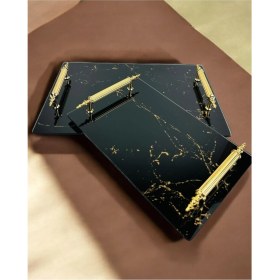 Resim Altın Renkli Dekoratif Söz Nişan Tepsisi, Şık ve Zarif Tasarım. 