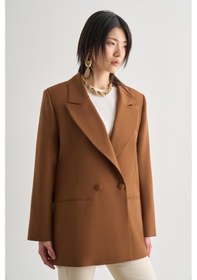 Resim Mizalle Oversize Çift Yırtmaçlı Kahverengi Blazer Ceket Kahverengi 