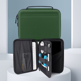 Resim Dayanıklı Polyester Sert Kabuklu Tablet Kılıfı - iPad 11/12.9, Laptop ve Aksesuarlar için Büyük Kapasiteli Depolama, Çok Bölmeli Darbeye Dayanıklı Koruyucu Çanta, Parlak Pembe, Gri, Yeşil, Siyah Renklerde Mevcut 