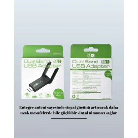 Resim Fantastik Store Yüksek Hızlı 1200 Mbps Çift Bant USB Wifi Adaptör – Güçlü Sinyal, Geniş Uyumluluk - Lisinya 