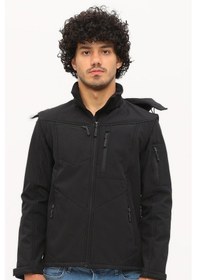 Resim Uniprom Taktikal Softshell Mont Kollar Ve Kapşon Çıkabilir Erkek Siyah 