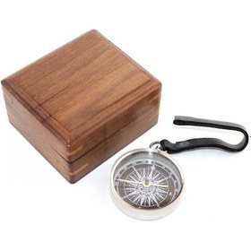 Resim Kenpazar Ahşap Kutulu Krom Pusula 