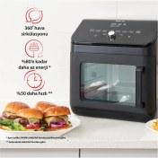 Resim 13 Litre 9 Programlı Yapışmaz ve Yıkanabilir Aksesuarlı Air Fryer Fırın Siyah 