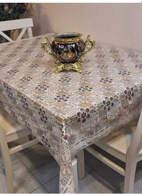Resim Ithal Pvc Muşamba - Desenli Silinebilir Masa Örtüsü 07iz02 Kahverengi 
