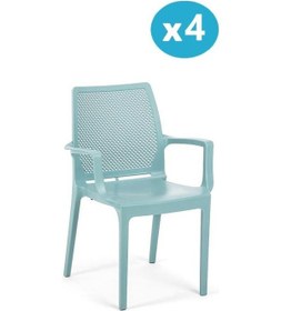 Resim Omnipazar Sy-2504 Plastik İcon Bahçe Koltuk Sandalye 4'lü Set Turkuaz 