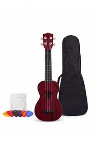 Resim gonzales 4 Telli Ukulele Ahşap Desenli Bordo Renk 