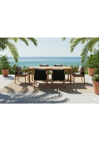Resim Dynamic Masif Ahşap Iroko Ağacı Bahçe Balkon Salon Teras Masa Sandalye Takımı 