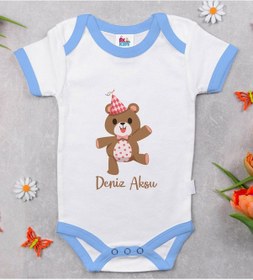 Resim Bitmeyenkartus Bk Kids Kişiye Özel Mavi Bebek Body Zıbın - Model 197 Çok Renkli 