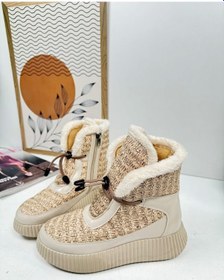 Resim Günlük Kadın Kar Botu Kürklü Bağcıklı Fermuarlı Rugan Rahat Yüksek Kalın Tırtıklı Taban Bootie 77546 Bej Rugan Bej 