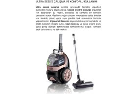 Resim Arnica Turbo Başlıklı Kumandalı Torbasız Süpürge Hepa 13 Alerjik Filtreli Ultra Sessiz-Tartı Hediyeli 