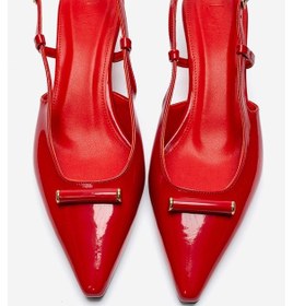 Resim Luvishoes Rhea Kırmızı Rugan Tokalı Mini Dolgu Kadın Topuklu Ayakkabı 