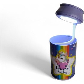 Resim Çocuk Masa Lambası Kalemlik Unicorn Mor Mor 