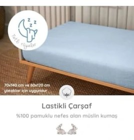 Resim Deux Lapıns% 100 Pamuk Lastikli Müslin Bebek Çarşaf LASCAR-ENB-000STD 