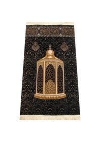 Resim Makamı Ibrahim Modelli Ultra Lüks Siyah Şönil Seccade 5 