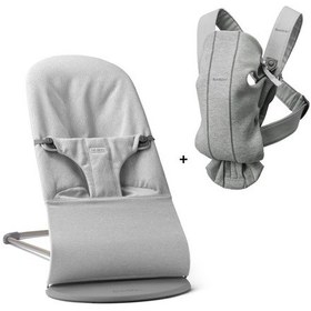 Resim Babybjörn Balance Bliss Ana Kucağı Woven Melange & Kanguru Mini 3d Cotton Yeni Doğan Seti / Light Grey 