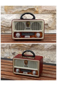Resim Şıktek Orjinal Nostalji Radio Ahşap Görünümlü Kumandalı Bluetooth-usb-sd Kart Fişli, Şarjlı, Pilli Radyo 