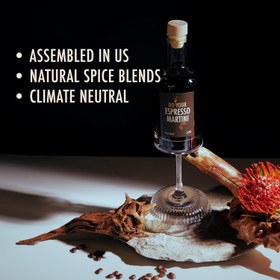 Resim Espresso Martini Demleme Seti, 4 Farklı Karışım, Cam Şişe ve Süzgeçli Huni ile 