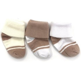 Resim Bbs Kıvrık 3'lü Bebe Çorap 120 Bej-kahverengi 