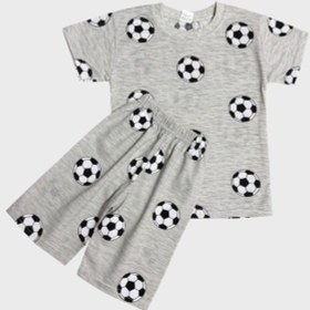 Resim Aliş Kids Erkek Çocuk Pamuklu Gri Futbol Topu Desenli Kısa Kollu Şortlu Yazlık Pijama Takımı 