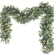 Resim 8/4/2/1 Adet Yapay Okaliptüs Çelengi, Çok Amaçlı Sahte Yeşillik Asma Bitki, Düğün, Ev ve Bahçe Dekoru için Elektriksiz veya Tüysüz, Masaüstü, Duvar ve Parti Süslemesi, Sevgililer Günü, Şükran Günü, Noel İçin İdeal, En İyi Seçim 