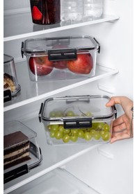 Resim Nandy Home Kilit Kapaklı Kare Clear Saklama Kabı Seti 6'lı - 400/900 ML Beyaz 