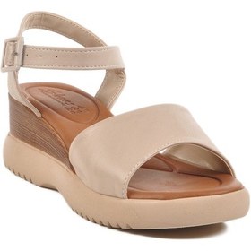 Resim Bej Topuklu Kadın Sandalet T-003 Z Bej 