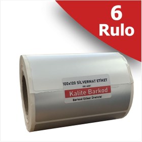 Resim Kalite Barkod 100x120 Silvermat Etiket | 6 Rulo Metalize Demirbaş Etiketi 