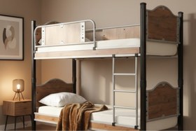 Resim Argimo İnci Genç Çocuk Odası Metal Ahşap Siyah Ranza ve Karyola - 90x190 